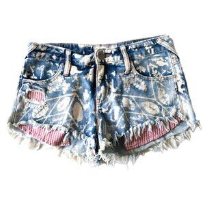 Free People Bleached Low Rise Denim Jean Shorts. Size 26 Womens